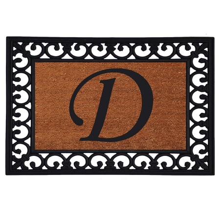 Calloway Mills Monogram Insert Door Mat, Rubber, Black, Natural, 19 in W x 25 in L 180041925D